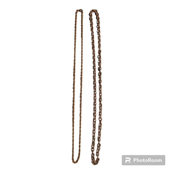 Necklaces Gold Tone Link Chain Vintage Costume Jewelry Set Of 2 - Picture 1 of 8